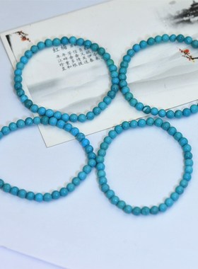 一物一图 原矿天然绿松石 高瓷蓝绿松石圆珠5+手串手链男女特惠款