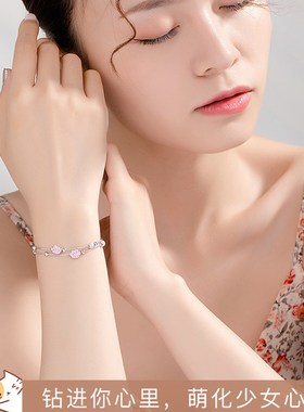 纯银猫爪手链女生款银手镯女士轻奢小众2023年新款七夕礼物送女友