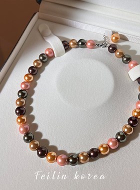 黑色珍珠项链高端颈链轻奢锁骨链小众毛衣链2024新款爆款夏天配饰