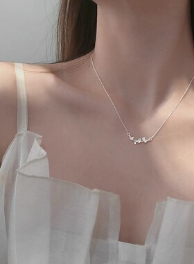 银杏叶999纯银项链女款2024新款爆款轻奢小众设计锁骨链送女朋友