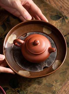 铜壶承干泡台高端铜茶盘紫砂壶托底座茶台建水茶洗茶承储水壶承盘