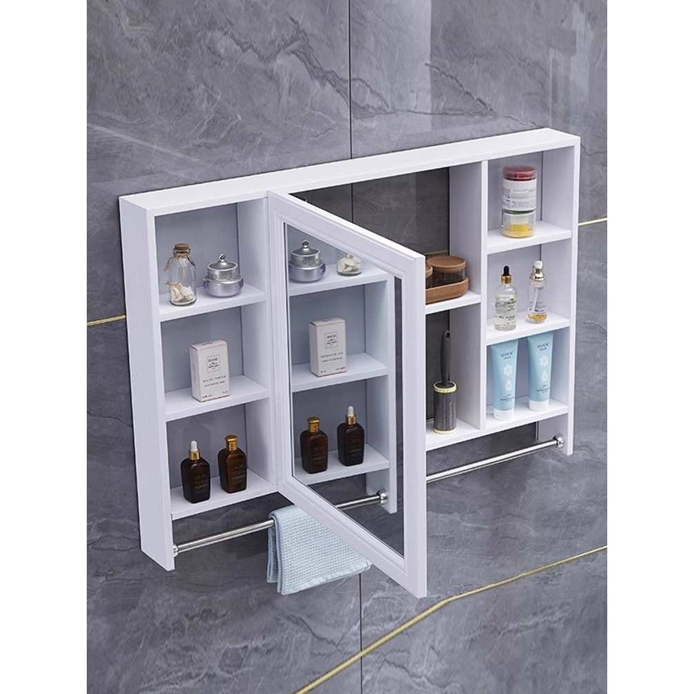 浴室镜柜挂墙式带置物架碳纤维卫生间镜子简约洗漱台收纳柜储物单