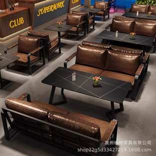 工业风酒吧桌椅沙发清吧烧烤店桌椅组合餐吧咖啡厅酒馆卡座沙发