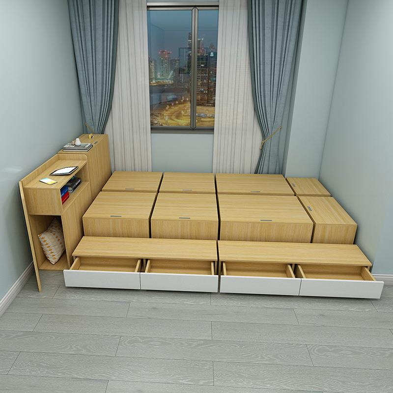 简约现代多功能小户型榻榻米魔方组合箱子床储物收纳1.2m床高新品