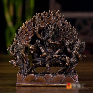 吉祥天母铜像  尼泊尔工艺品 紫铜手工 3寸铜像吉祥天女像