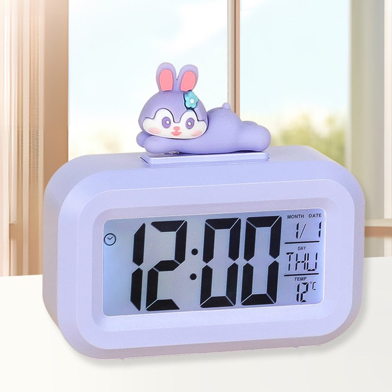 优选简约小闹钟可爱m学生用迷你小台钟可亮灯实用日期显示可计时