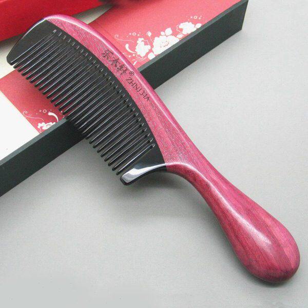 女士男生紫静电红色子送礼日儿童牛角梳防乐木轩木梳长发木专用物