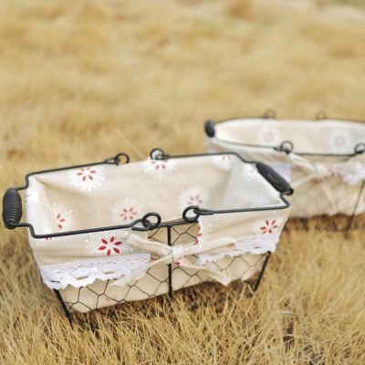 购物篮制铁简约鸡蛋盒花篮品杂物收纳筐日式铁艺收纳篮手提