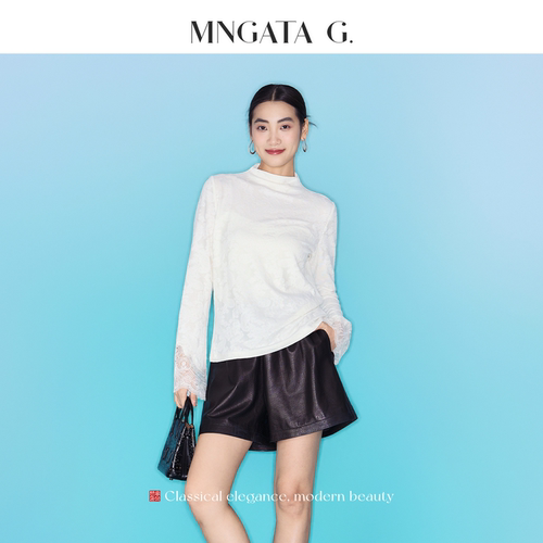 MNGATA G./曼加塔【法绣·纳吉】弹力浮雕提花新中式长袖上衣