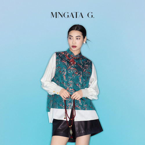 MNGATA G./曼加塔【钱小萍宋锦·四神兽】真丝国风立领斜襟对花马