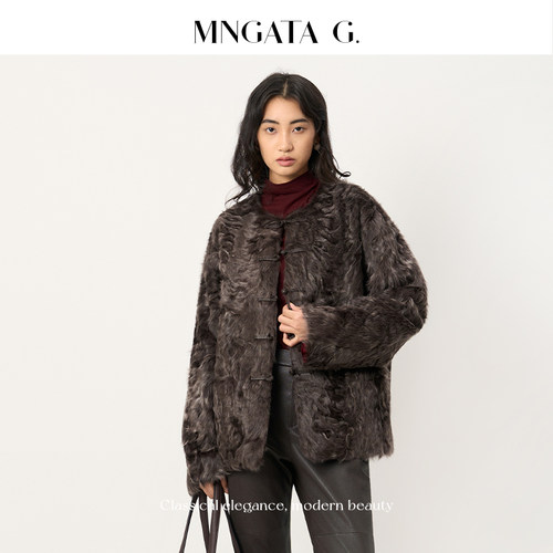 MNGATA G./曼加塔【山城玫瑰】胎象羔双面穿皮毛秋冬休闲外套