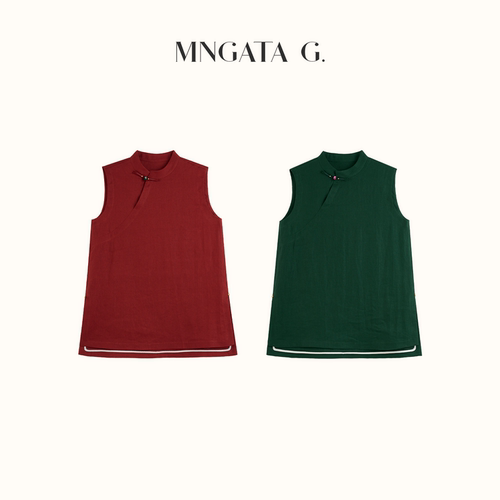MNGATA G./曼加塔【亚麻·樱红柳绿】夏日新中式风旗袍裙