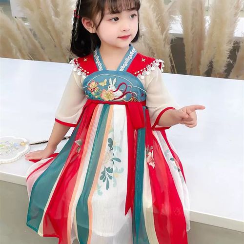 新款女童汉服夏季中国风连衣裙儿童古装女宝宝超仙襦裙唐装公主裙