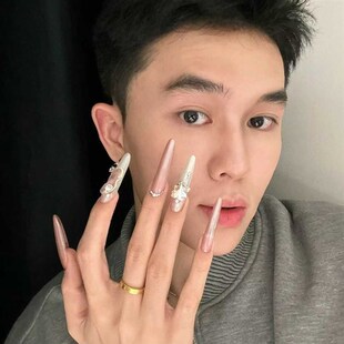 纯手工穿戴甲心波荡漾恋爱美甲成品爆款美甲贴片