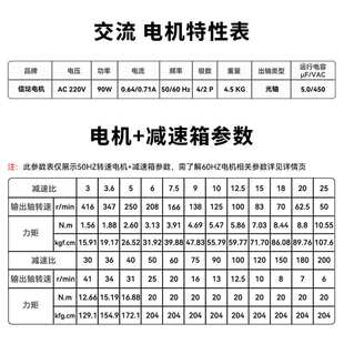 信垯 90W交流齿轮减速电机220V单相可逆定速微型慢速小马达配电容