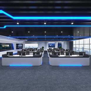 指挥中心控制台监控台操作台调度台中控室安防科技感多媒体电脑桌