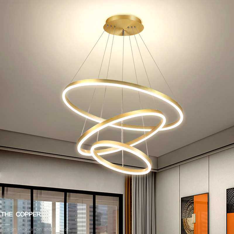 客厅吊灯现代简约灯饰中山轻奢北欧灯具创意圆环卧室吧台餐厅led