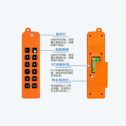 DC12V 24V 36V-12通道无线控制器桥式起重机系统接收器868Mhz遥控