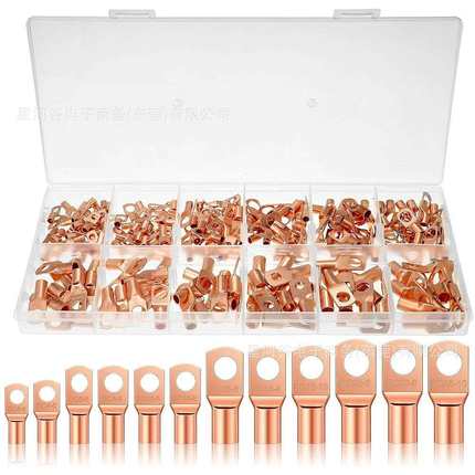 跨境200pcs盒装铜接线端子线耳接头SC窥口铜鼻子线鼻子套装
