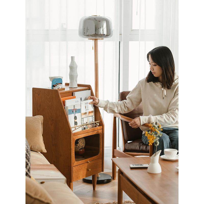 方糖杂志柜实木小书架简约多功能边角柜储物柜北欧收纳柜