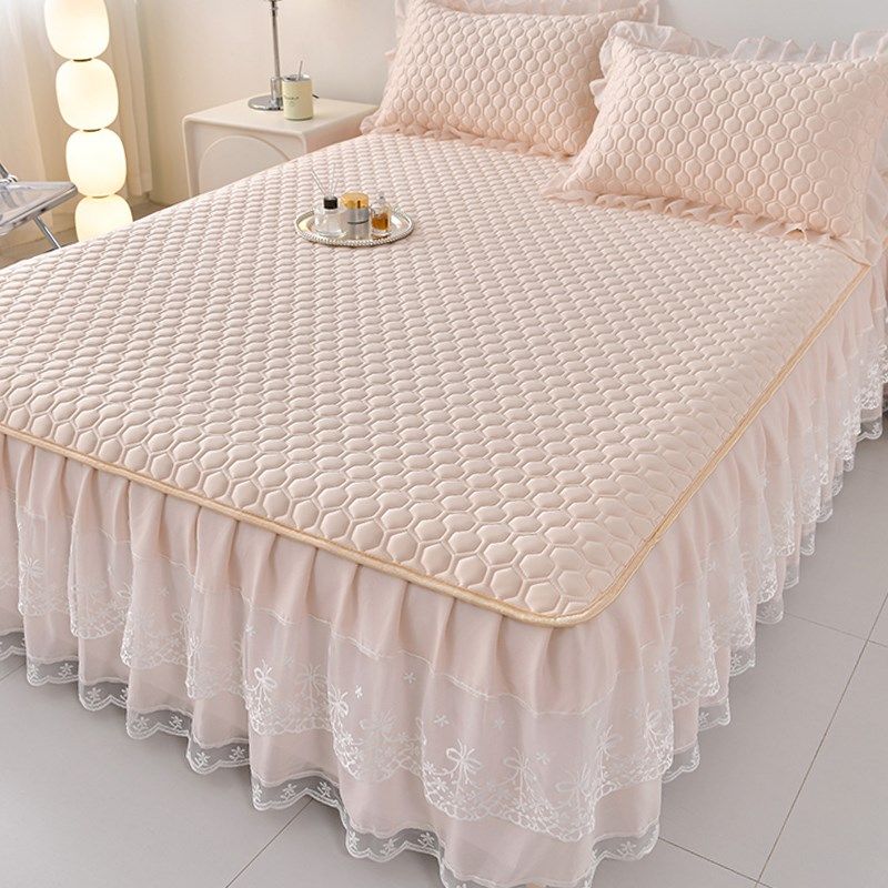 蕾丝床裙款冰丝乳胶凉席三件套夏天可水洗空调软席子床罩2024新款,床上用品,乳胶席,淘宝优惠券,粉丝福利购,淘宝优惠卷