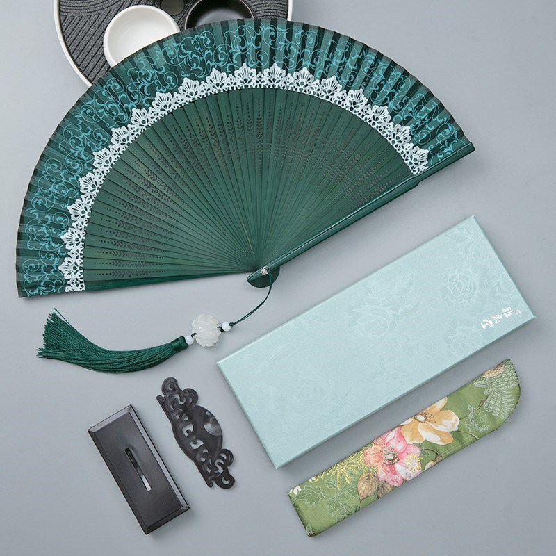 中式旗袍小折扇女士夏季随身中国风汉服扇子古风舞蹈扇蕾丝折叠扇