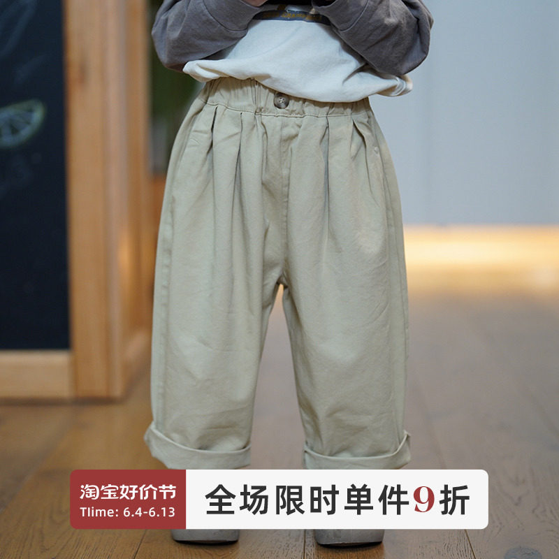 砚台家日系儿童春装儿童休闲裤男女童萝卜裤宝宝纯棉松紧裤子春季图片