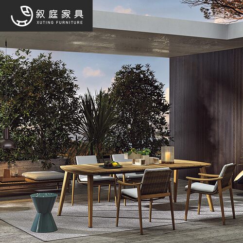 户外实木藤编桌椅沙发庭院花园别墅风景区酒店咖啡厅样板房藤椅家