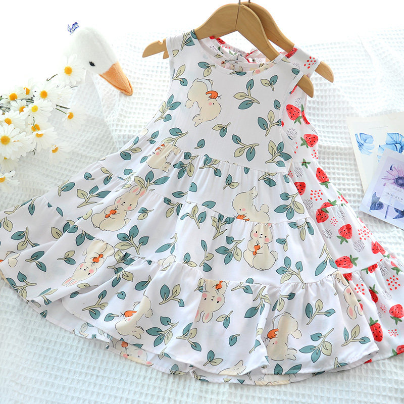 儿童棉绸背心裙 夏季人棉碎花洋装 薄款绵绸蛋糕裙子女童公主裙,童装/婴儿装/亲子装,连衣裙,淘宝优惠券,粉丝福利购,淘宝优惠卷