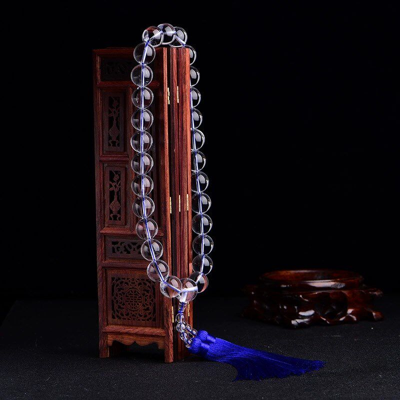 正品天然7A白水晶佛珠手链圆珠原石手持念珠车挂男女礼物手串饰品