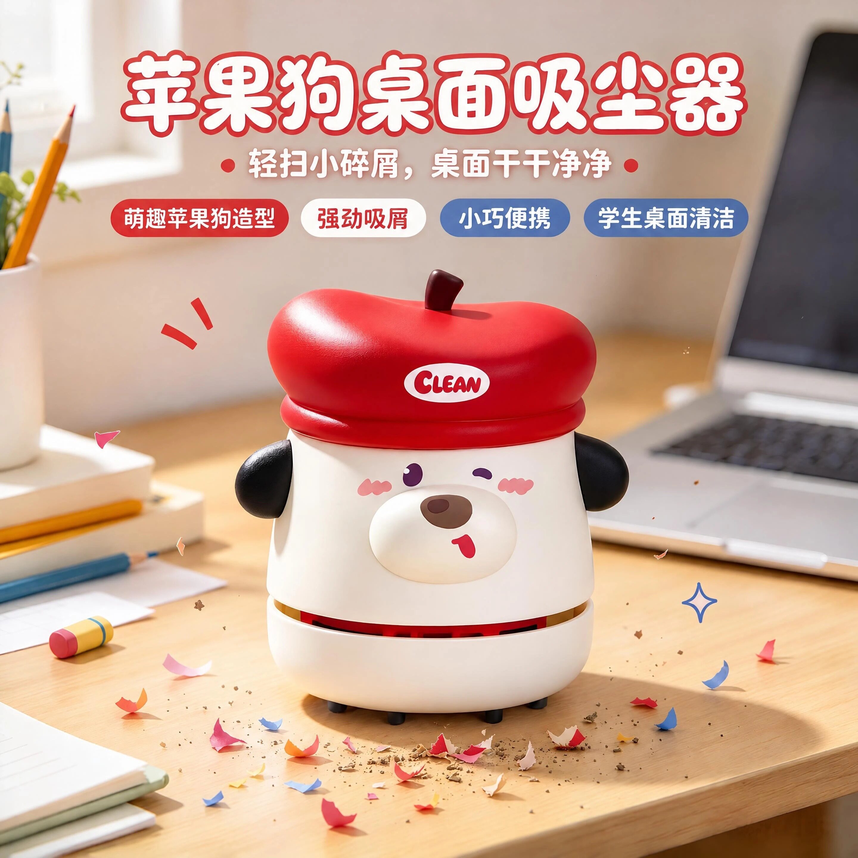 苹果狗桌面吸尘器手持式清洁神器