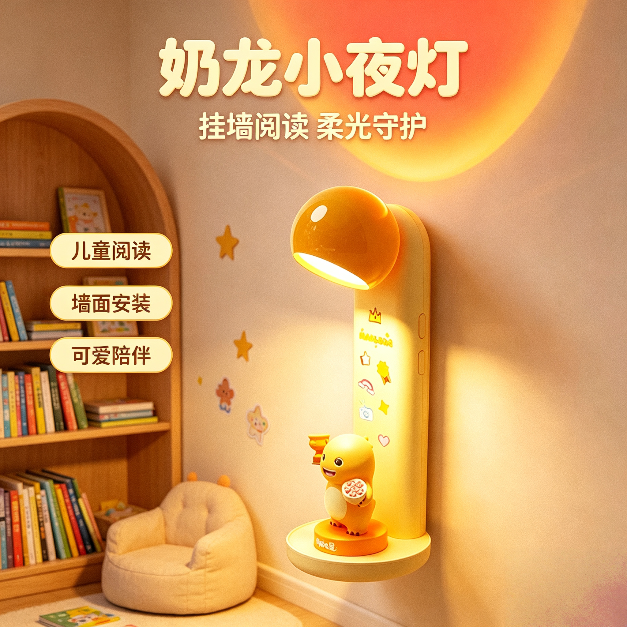 奶龙投影落日氛围小夜灯阅读伴睡