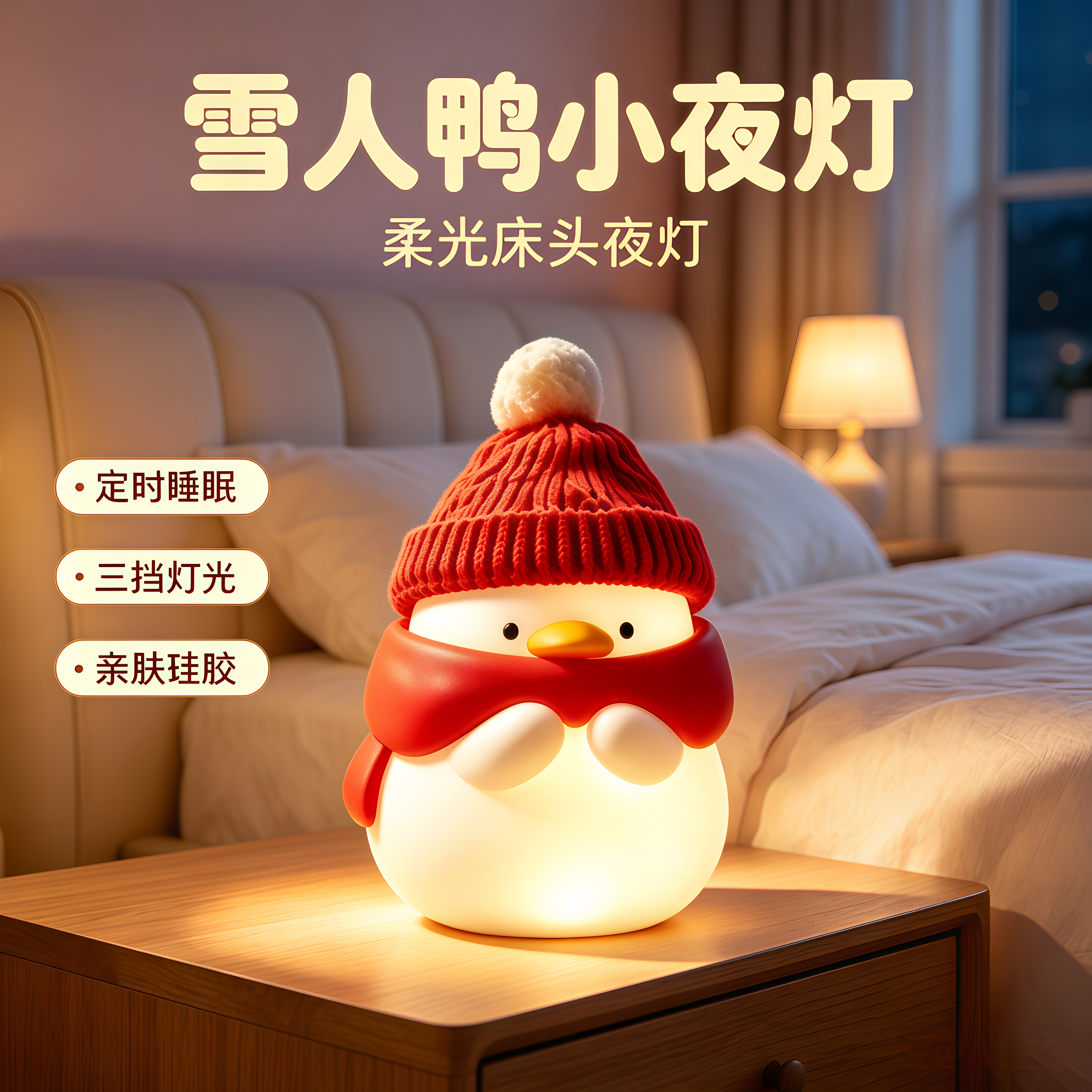 雪人鸭硅胶拍拍灯婴儿喂奶伴睡灯