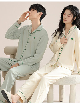 HT 男女款套装情侣睡衣二件套春季长袖2026新款薄款宽松舒适