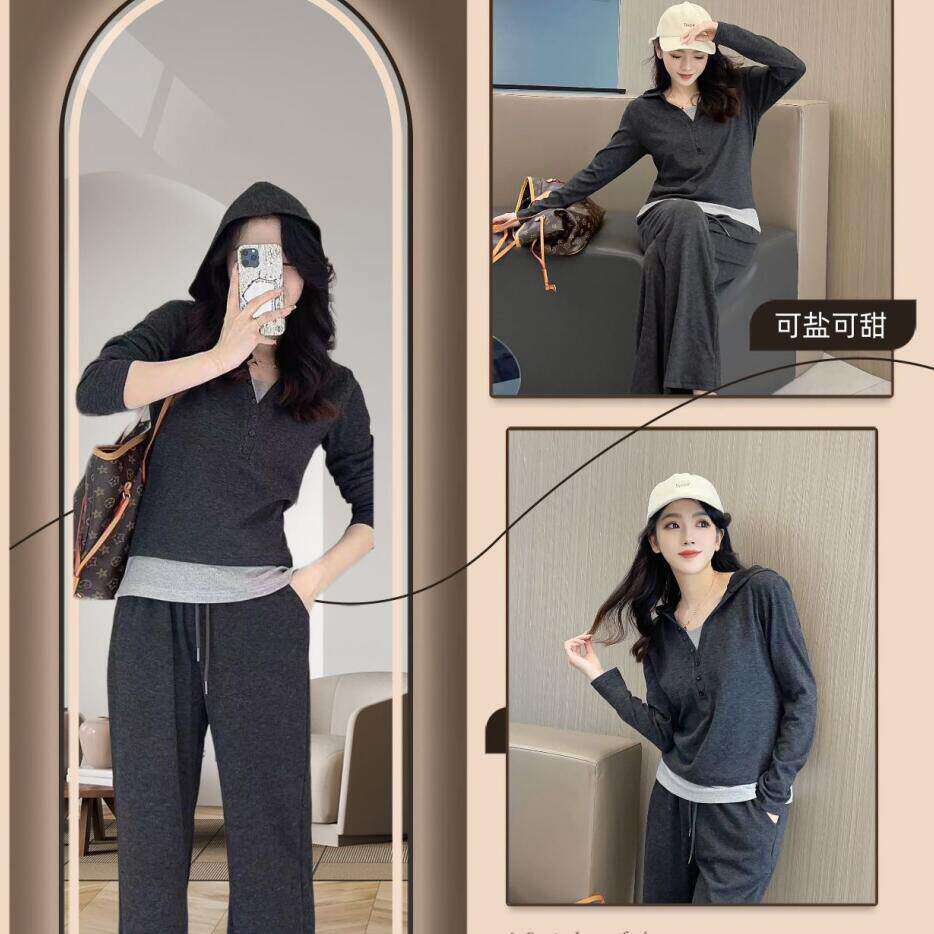 Y 糯米休闲套装春夏季薄款女士宽松舒适弹力慵懒风显瘦两件套