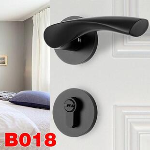 磨砂黑色7255静音磁吸哑光黑门锁室内卧室房门锁分体执手木门锁