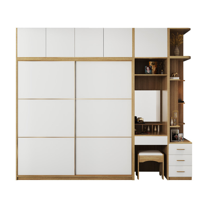 简约现代衣柜梳妆台一体小户型推拉门衣柜组合衣柜家用卧室大衣橱