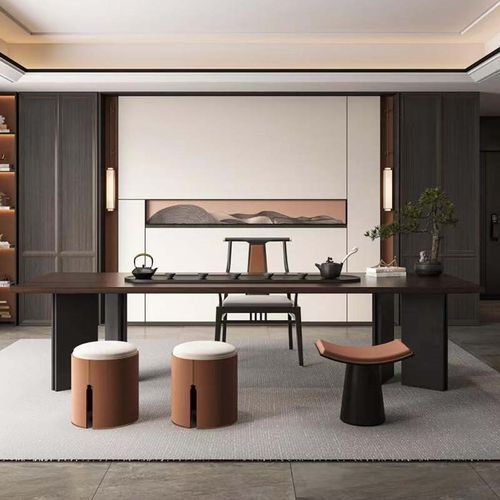 新中式实木茶桌椅组合现代茶空间简约功夫茶台禅意客厅茶室泡茶桌