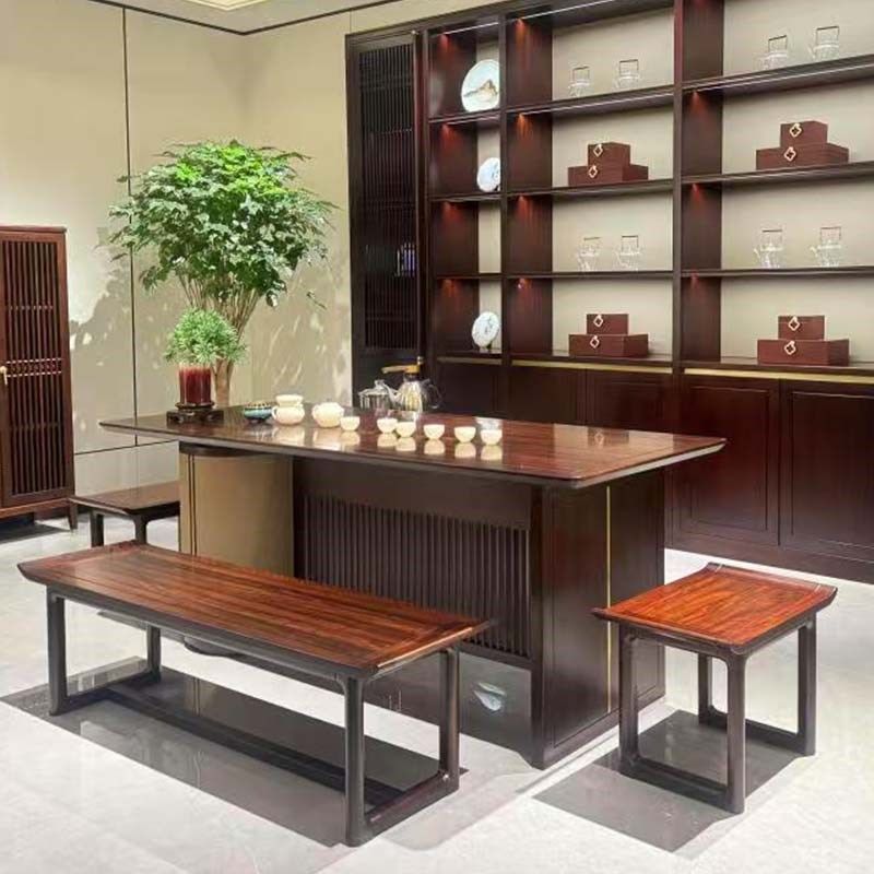 新中式2025新款乌金木实木茶桌椅组合办公室现代茶空间禅意泡茶台