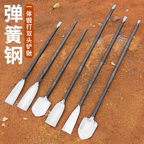 锻打弹簧锰钢树铲挖洞坑移植尖头铁锹园艺林花挖硬土长镐农用直锹