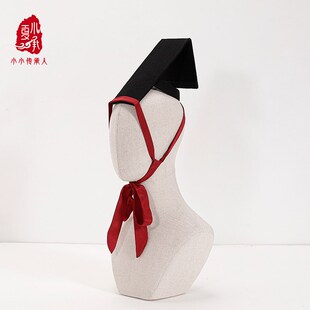 秦汉刘氏冠帽子战国袍长冠男童汉服儿童古风头饰宝宝秦汉发冠帽子