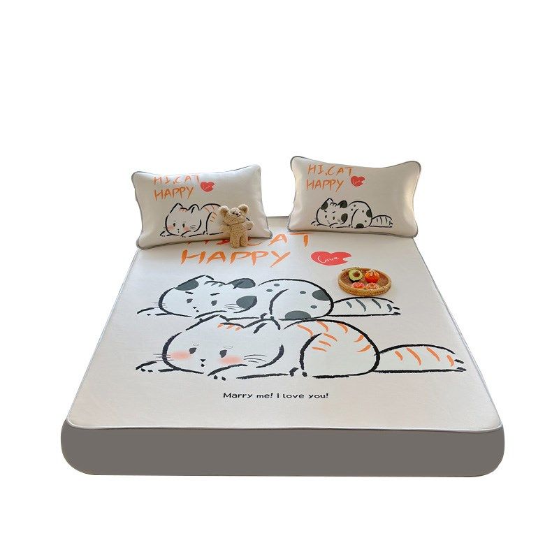 网红冰丝凉席床笠款三件套加厚床单人夏季卡通空调软席可水洗床垫,床上用品,冰丝席,淘宝优惠券,粉丝福利购,淘宝优惠卷