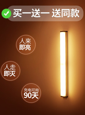 人体感应小夜灯智能自动家用楼道过道声控光控不插电的充电式人气