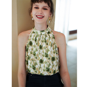 徐莫西撩人单品 设计感小众外穿挂脖背心港风印花小吊带上衣女