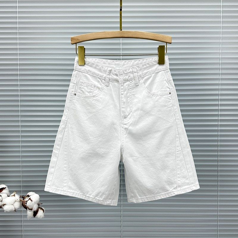 白色薄款牛仔短裤女潮2025年新款夏装高腰宽松百搭简约阔腿五分裤,女装/女士精品,牛仔裤,淘宝优惠券,粉丝福利购,淘宝优惠卷