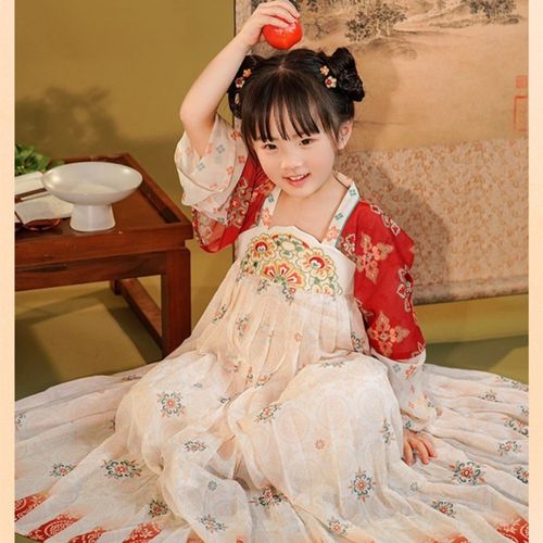 汉服女童2023秋款儿童古装中国风超仙唐装古风公主女孩春秋连衣裙
