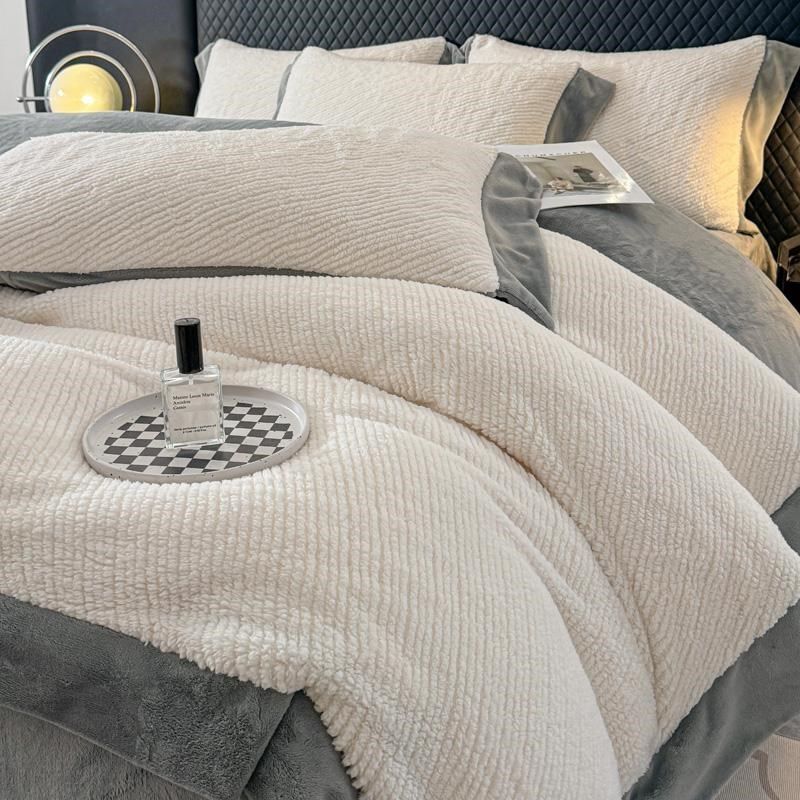 冬季新款欧式牛奶绒四件套简约提花云绒保暖加厚被套寝室宿舍床套,床上用品,学生床品套件,淘宝优惠券,粉丝福利购,淘宝优惠卷