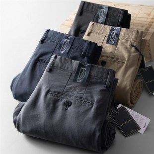 商务直筒宽松百搭小斜纹长裤 男士 棉质弹力厚 休闲裤 2022秋冬新款