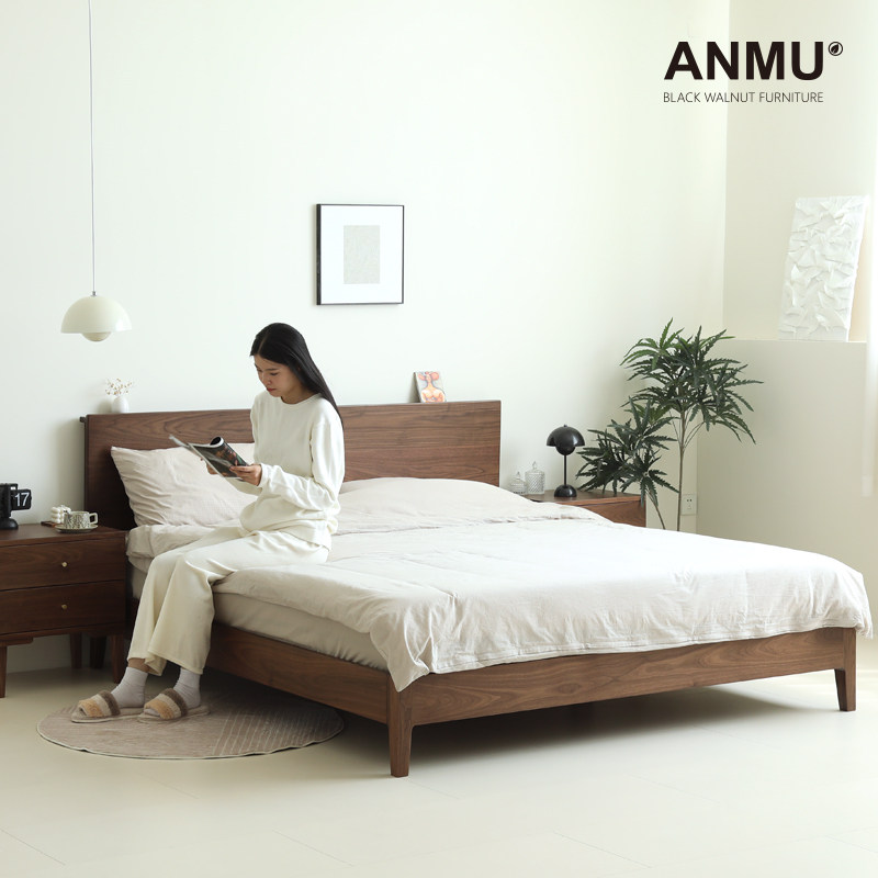 北美黑胡桃木实木床主卧大床200220一米八3米超大2米x2.2米双人