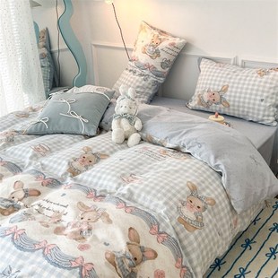 可爱梦境芭蕾兔纯棉三四件套卡通全棉公主风儿童宿舍女南通床品4